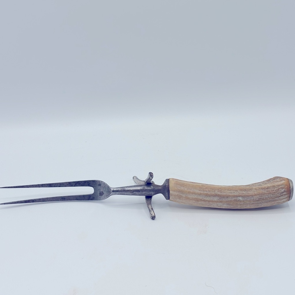 Vintage deer antler craving fork 10". Sheffield, England.